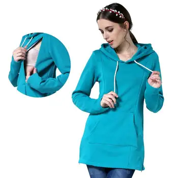 Women's Pregnant's Hoodies Breastfeeding Clothes Nursing Maternity's Hooded Sweater Autumn Winter Long Sleeves Sweatshirts