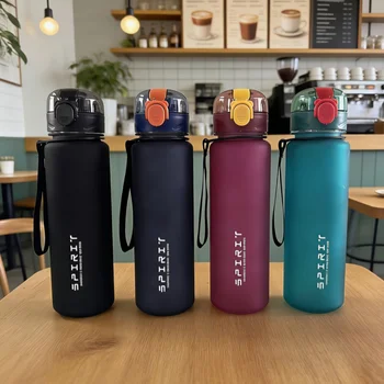 650Ml Aesthetic Frosted Sports Water Bottle Button Lid Direct Drinking Cup with Handle Portable Large Capacity Leak-Proof Cup 1