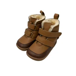 TipsieToes Genuine Leather Two - Strap Winter Boots with Real Fur Lining - 8 (Coffee)