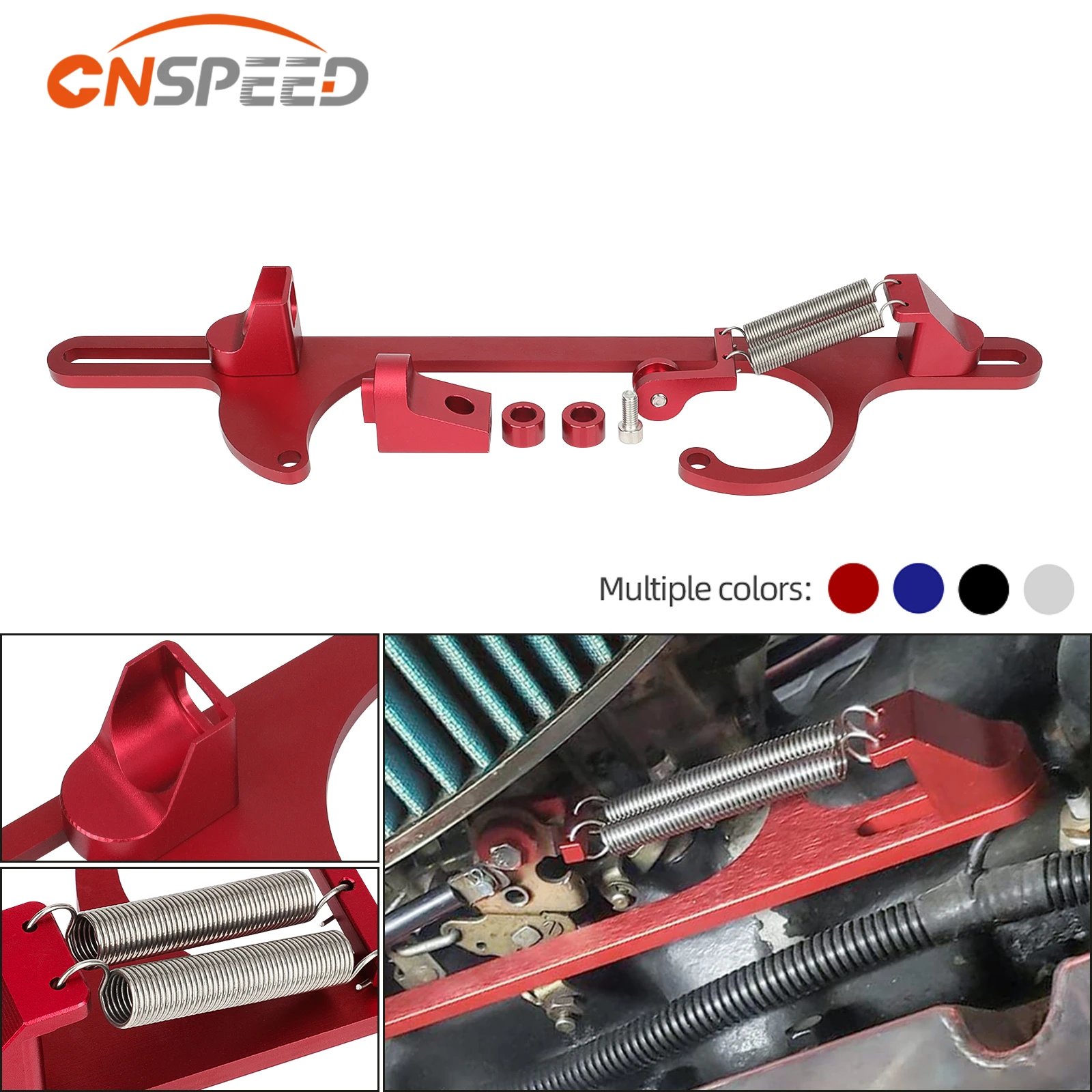 CNSPEED Billet Aluminum Adjustable Throttle Cable Bracket For Ford cable Fit Quick Fuel 4150 and 4160 Carburetor 350 FF