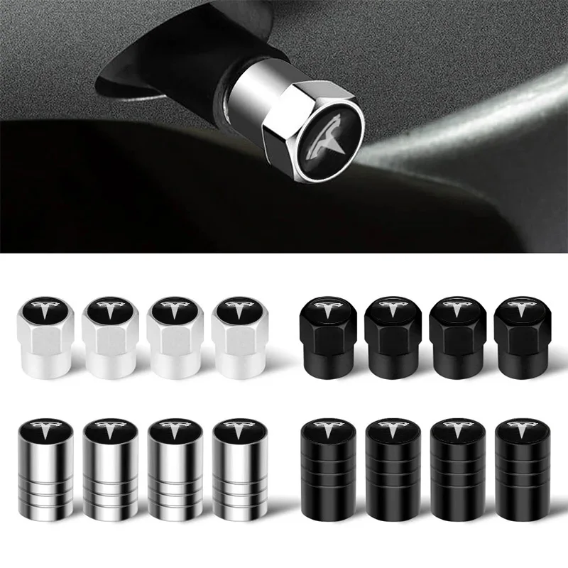 4Pcs Car Wheel Tire Valve Caps Air Stem For Tesla Model S Model X Y 3 Roadster SpaceX Tyre Plug Auto Tools Accessory tire valve caps tire screw cap