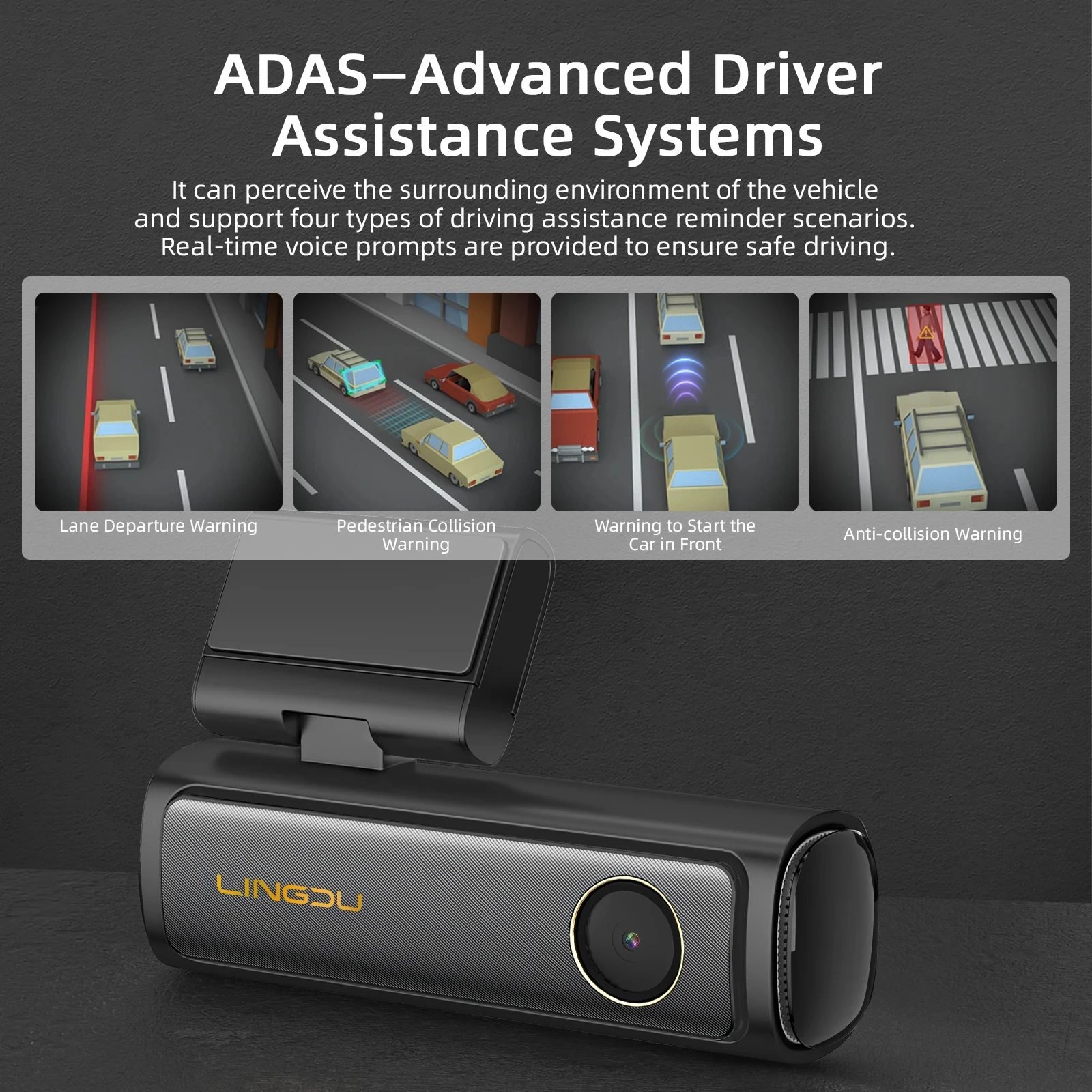 LINGDU AM100  ķ ADAS GPS ī޶, ڵ DVR 24 ð  ,  Ĺ ķ,    , 3 ī޶, 4K, 1080P, 1080P