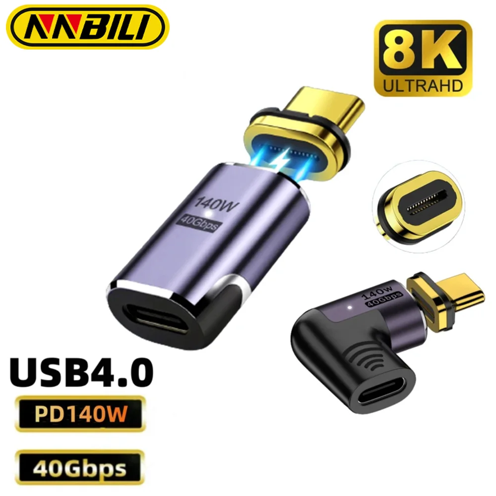 NNBILI 마그네틱 USB C에서 C 타입 어댑터, 고속 충전 자석 충전 컨..