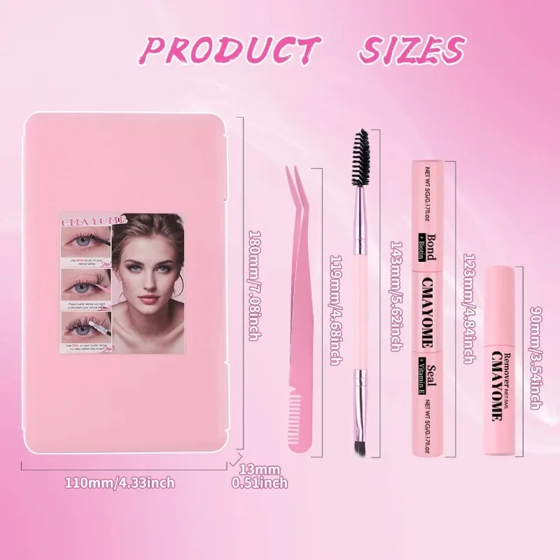 640 Clusters Thick False Eyelashes Kits Large Capacity Self-Adhesive Cross DIY Individual Extension with Tweezers Comb Glue Set