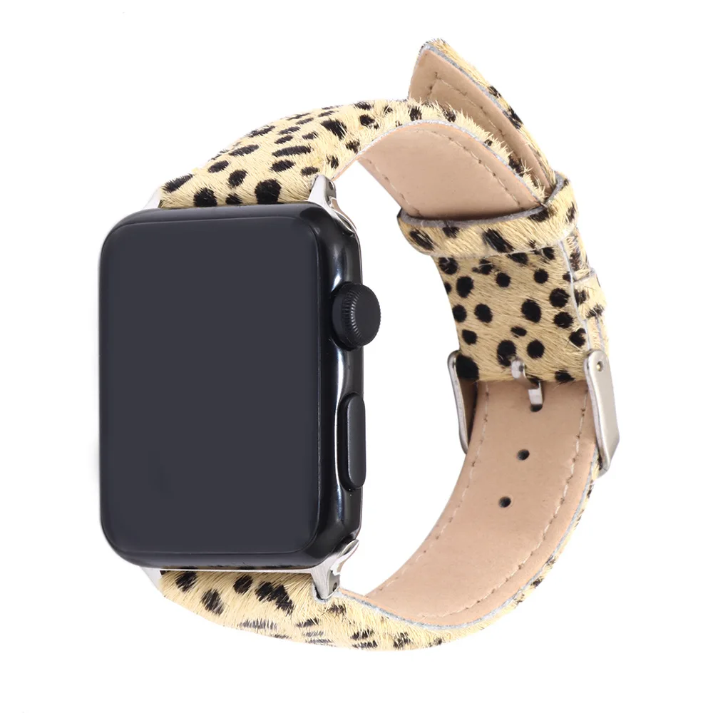 

Watch Strap Suitable for Apple Watch Series Band for iWatch PU Leather Horse Hair Spot Leopard Pattern Watch Loop