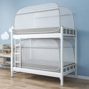 Moustiquaire pour lit superposé à Double fermeture éclair, dortoir d'étudiants, Installation gratuite, moustiquaire pour yourte, porte simple, lit simple 1