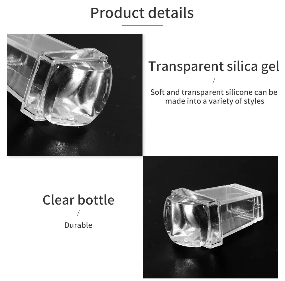 Description Picture 4 of itemLULAA Clear Jelly Soft Silicone Rectangular Nail Art Stamping Stamper with Scraper Image Plate Manicure Tools DIY Polish Kit