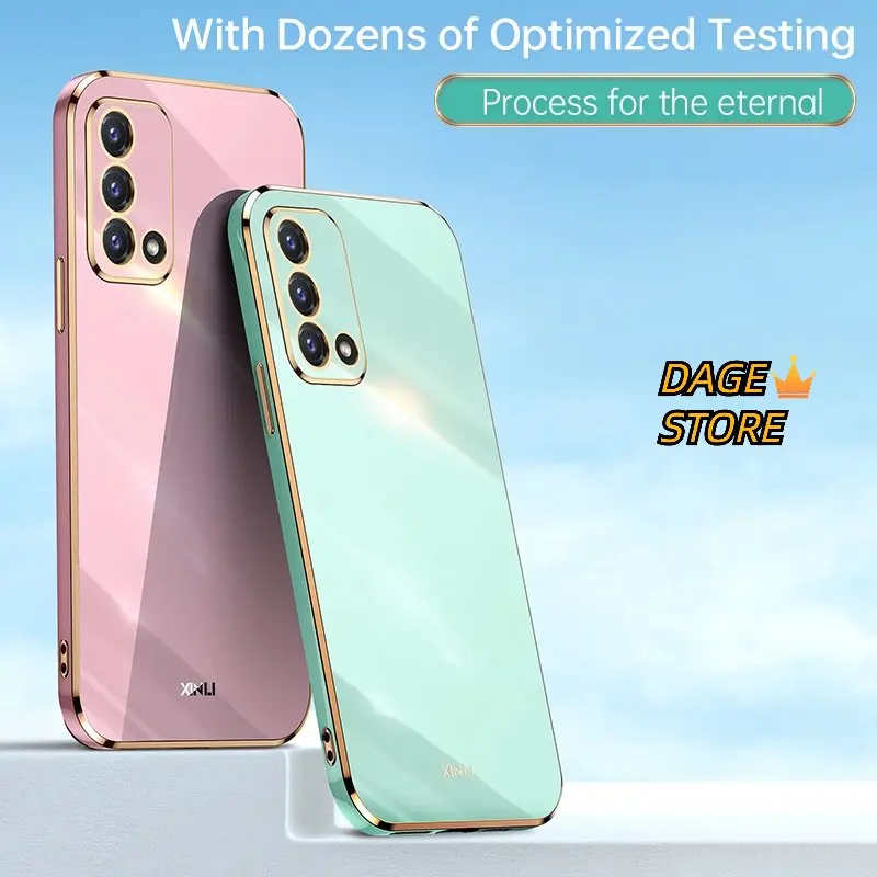 Behuizing voor Oppo A74 4G F19 effen kleur rechte rand 6D plating telefoonhoes zachte hoes_voghion.com