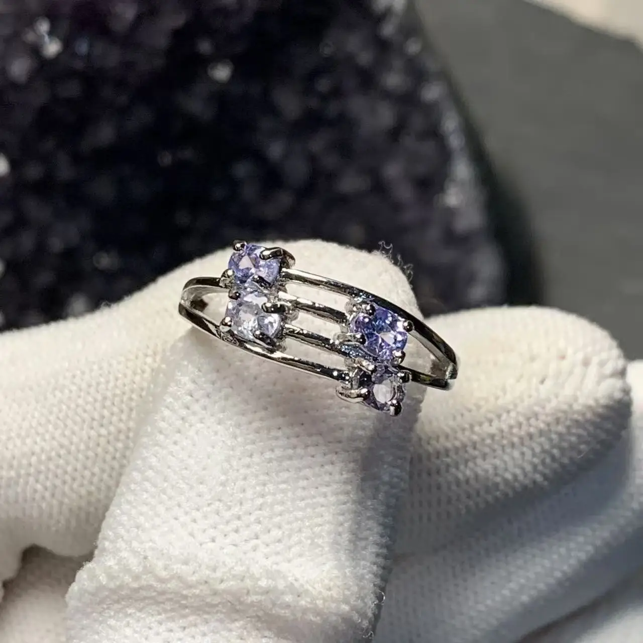 MM Natural Tanzanite Ring Adjustable Female Ring Jewelry for Women Gift Wholesale High Quality Vintage Fine