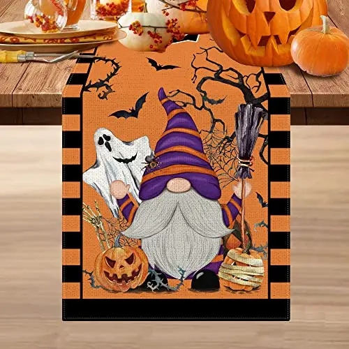 Description Picture 4 of itemFall Linen Table Runner Thanksgiving Tabletop Home Kitchen Orange Plant Decor Table Runner Pumpkin Sunflower Dining Room Decor