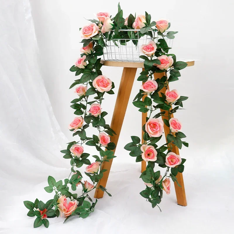 Ghirlanda Di Rose Artificiali – Vite Fiorita 1,8 M Con 22 Fiori, Per Matrimoni, Casa, Giardino E Decorazioni Fai-da-Te (Colori Disponibili: Rosso, Rosa, Bianco, Viola, Arancione)