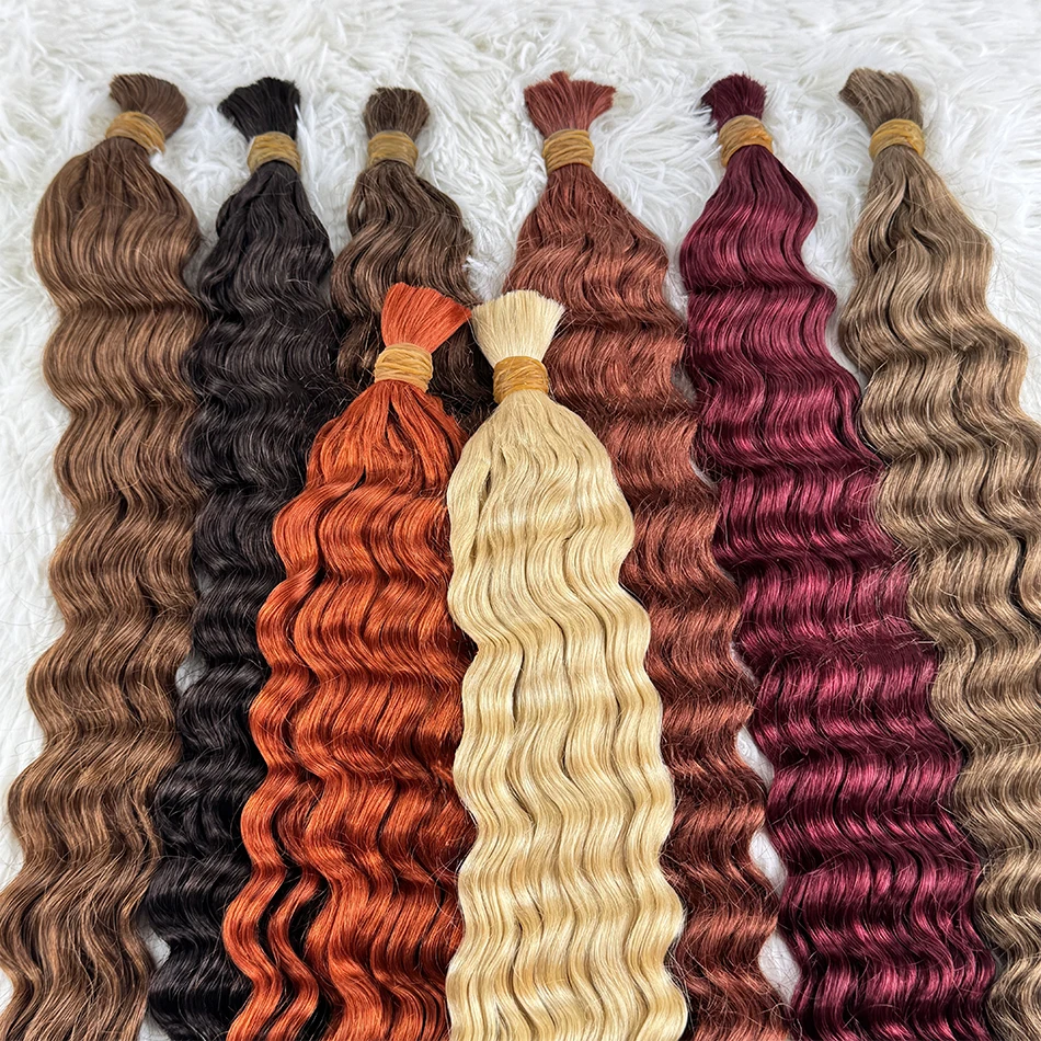 Human Hair Extensions Red Deep Wave Hair Bulk for Boho Braids Human Hair Extensions No Weft Blonde Red Curly 613 Vietnamese 30inch
