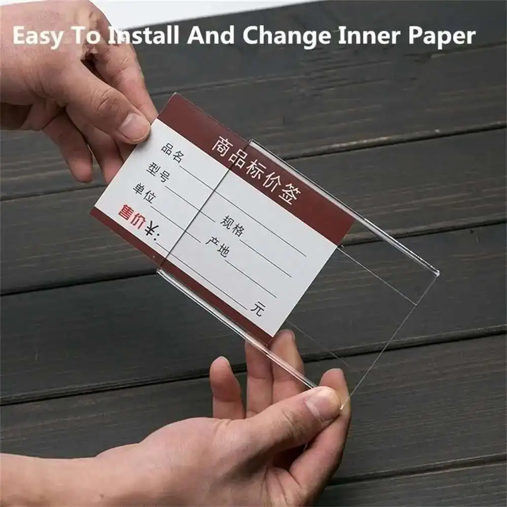 60*90mm Acrylic Transparent Desk Sign Paper Label Frame Price Tag ...