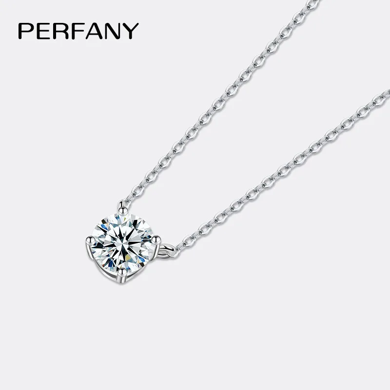 PERFANY 1-5 Carat Moissanite Necklace for Women S925 Pure Silver Diamond Classic Four Claw Pendant Wedding Jewelry - Image 4