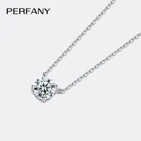 PERFANY 1-5 Carat Moissanite Necklace for Women S925 Pure Silver Diamond Classic Four Claw Pendant Wedding Jewelry 4