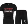 Men's Black Roman Reigns Levels Above T-Shirt Shorts Set Summer Short Sleeve Man Overiszed Suits 2024 New Fashion Clothing Sets 4