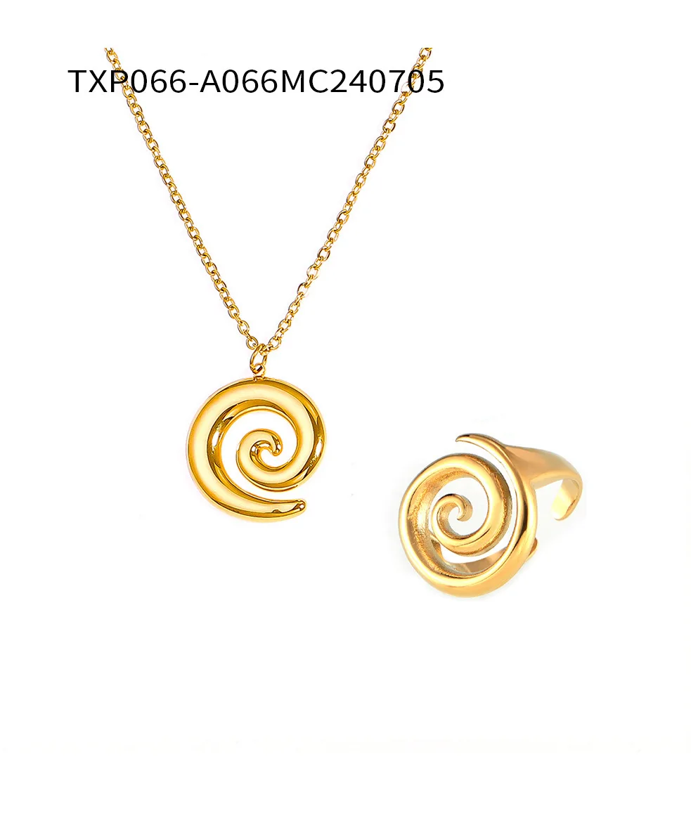 Neue 316 Edelstahl Spiral-Anhänger-Halskette für Damen, ausgehöhltes Persönlichkeits-Offenring-Set, luxuriöses Sommer-Schmuckgeschenk – Detail 4