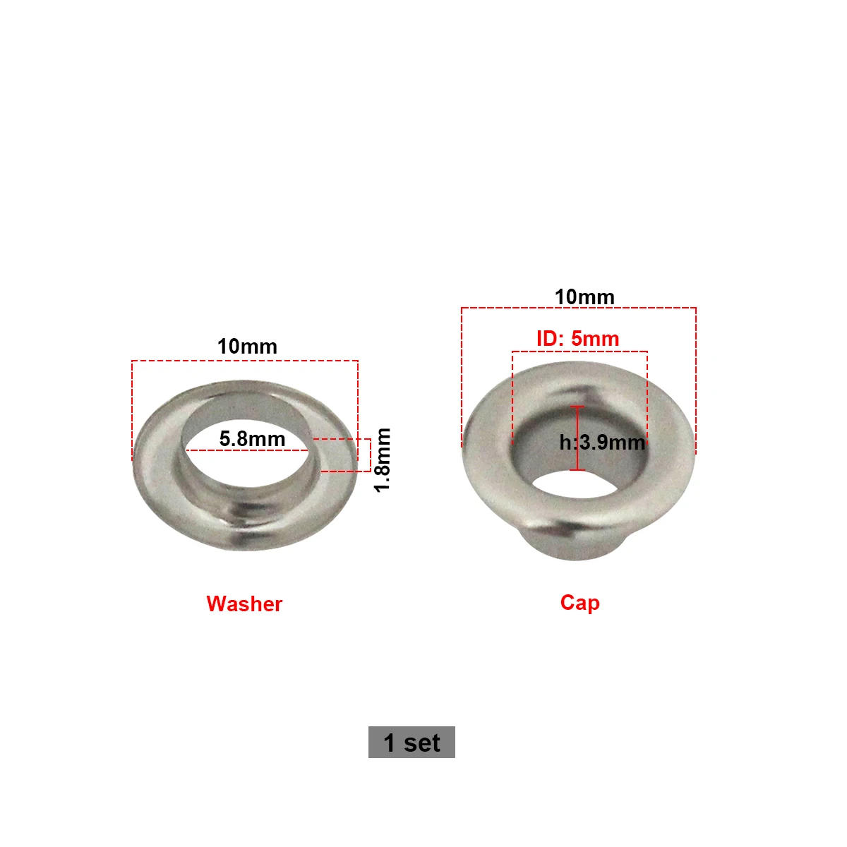 Brass Double Sided Eyelet with Washer Leather Craft Repair Grommet Round Eye Rings for Shoes Bag Clothing Belt Hat 100sets 5mm