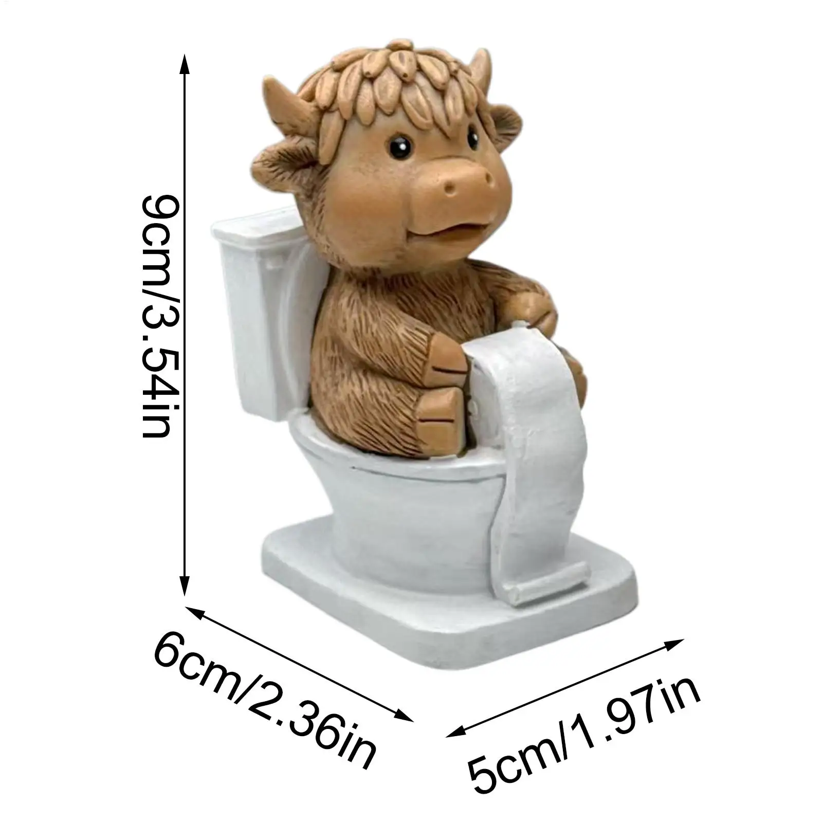 Creative Highland Cow Figurine Realistic Resin Cattle Statue Highland Cow Decor for Bedroom Nursery Kitchen Office Desk Garden