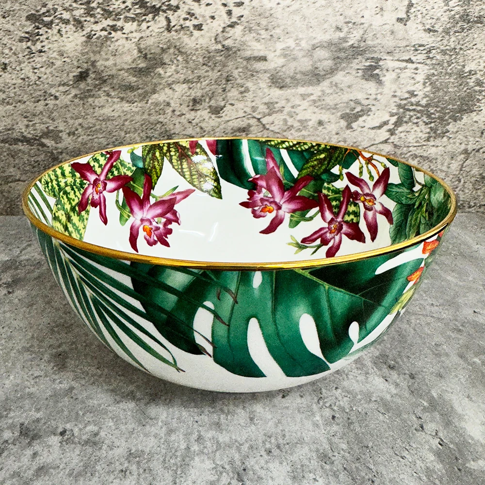 

Керамические миски для тропического леса для рамен, лапши, салата, милого контейнера для фруктов, столовой посуды для ресторана, современного домашнего декора