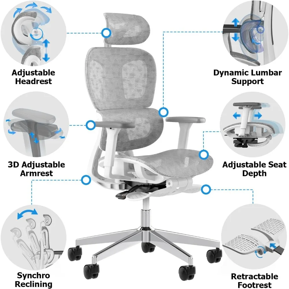Ergonomic Mesh Office Chair with 3D Adjustable ArmrestErgonomic Office Chair with Wheels for Home & Office Black 3
