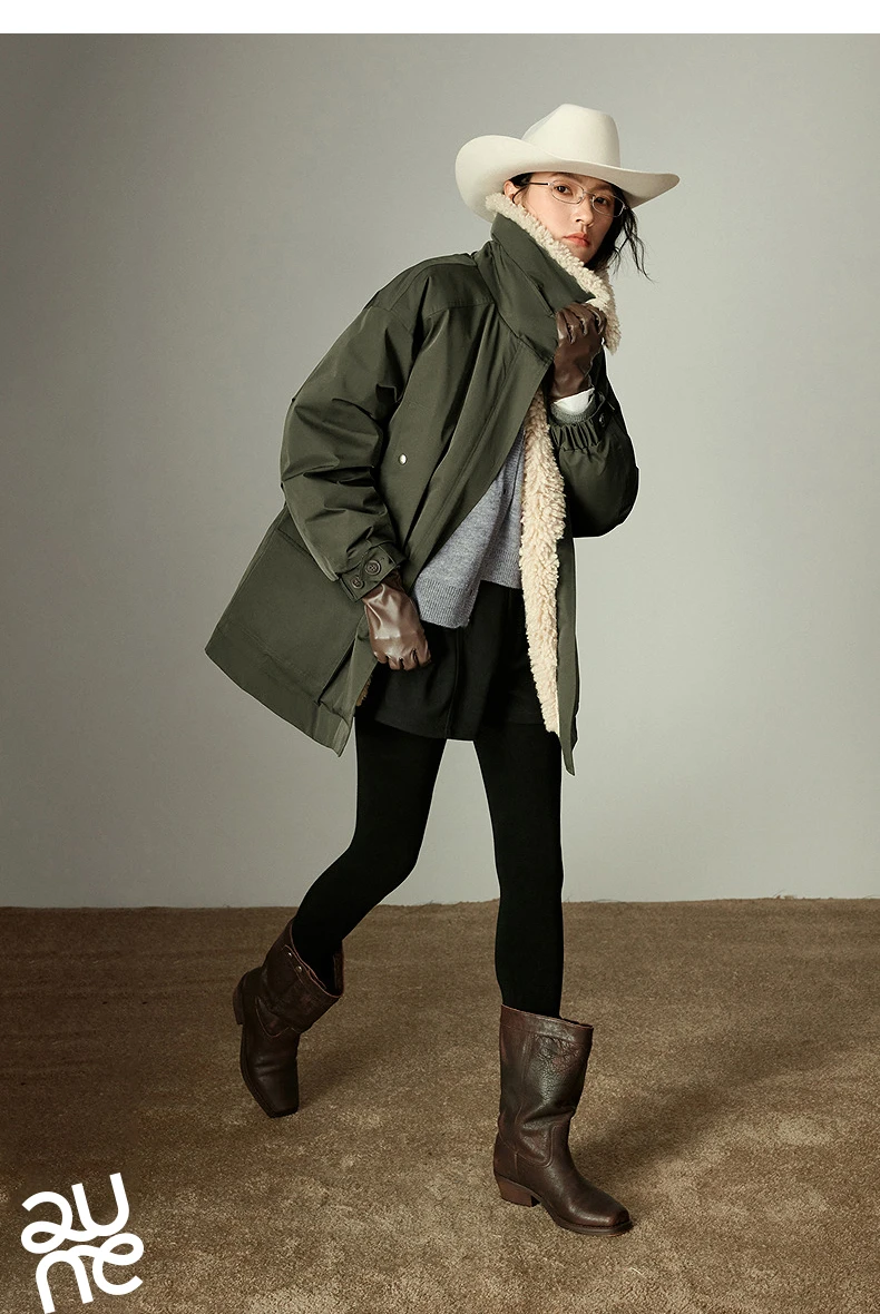 TOYOUTH Women's Down Jacket 2025 Winter New 90% Down Teddy Fleece Jacket Retro Barn Style Warm Outerwear