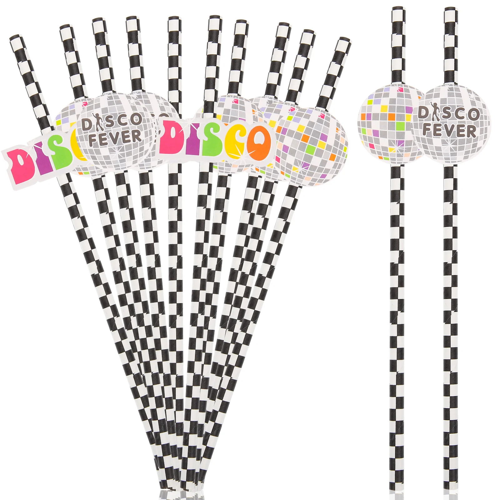 

50 Pcs Disco Party Decorations Bachelorette Supplies Ornament Dessert Paper Straws Birthday Drinking
