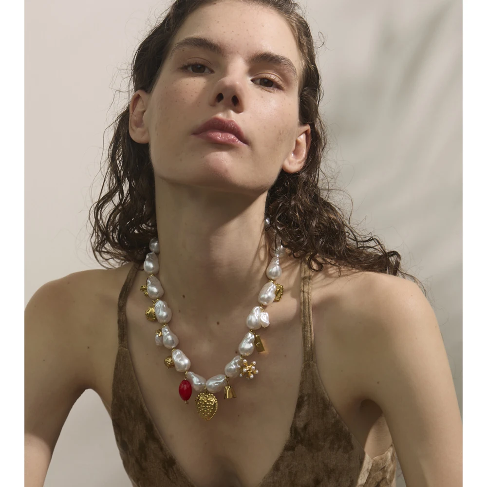 Yhpup Baroque Pearls Necklace Women Fashion