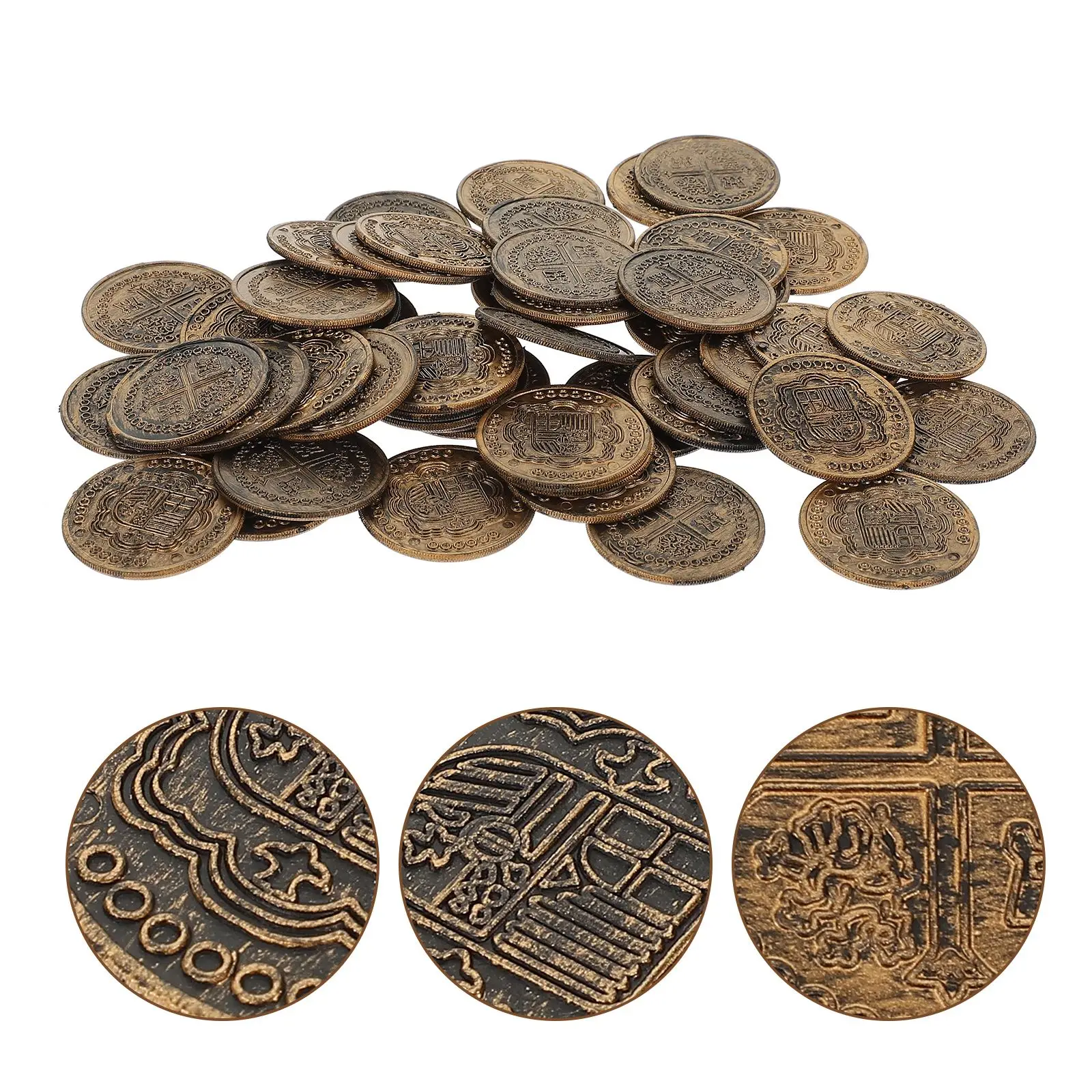 100Pcs Plastic Game Coin Ornament Party Prop Non-Currency Coins Decorative Craft Kids Pirate Coin Toy Replica Fake Coin 3cm