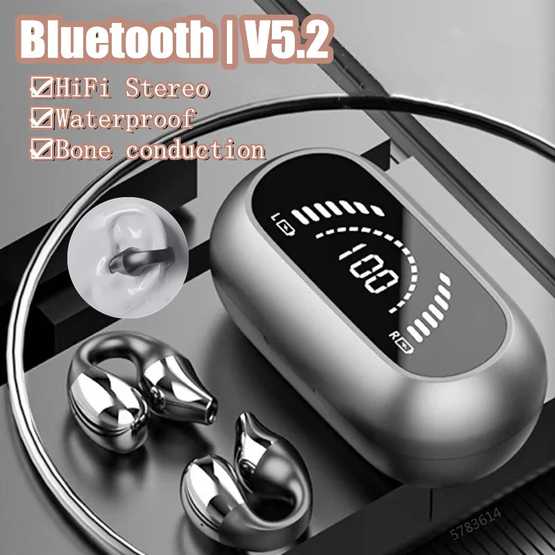 

2023 New TWS Bluetooth 5.2 Wireless Headphones Bone Conduction Music Noise Canceling Earphone Sport Call Headset With Microphone