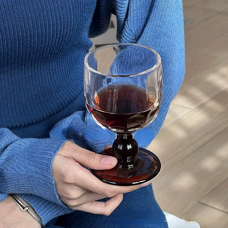 Medieval Retro Red Wine Glass, Short Legged Glass Cup, Minimalist Home Cocktail, Restaurant Beverage Cup