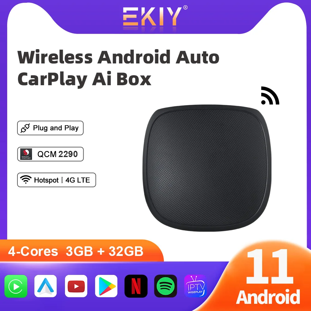 Ekiy Qcm2290 Android 11 Wireless Android Auto Ai Box Wireless Apple