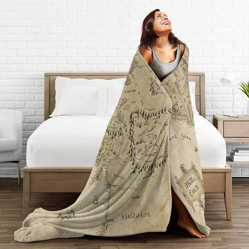 

Blanket Middle Earth Map Throw Blanket Ultra Soft Velvet Blanket Lightweight Bed Blanket Quilt Durable Home Decor Fleece Blanket