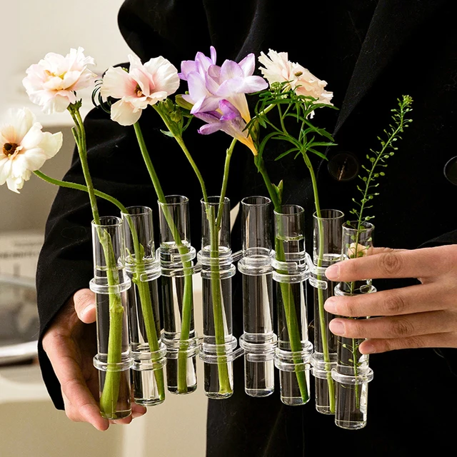 Vase à tube à essai pour plantes en verre, pots de fleurs terrarium, vase  hydroponique floral, pot de fleurs articulé, maison, bureau, jardin,  décoration de mariage - AliExpress