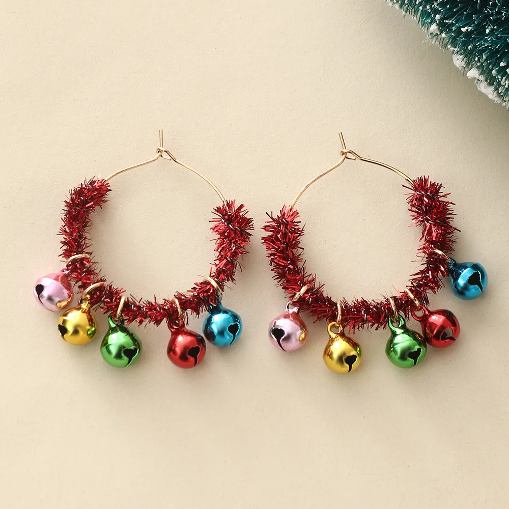 Colorful Bells Christmas Gingle bell  Earrings Jewelry Women Girls Fashion Christmas Tree Earrings New Year Ear Jewelry Gift
