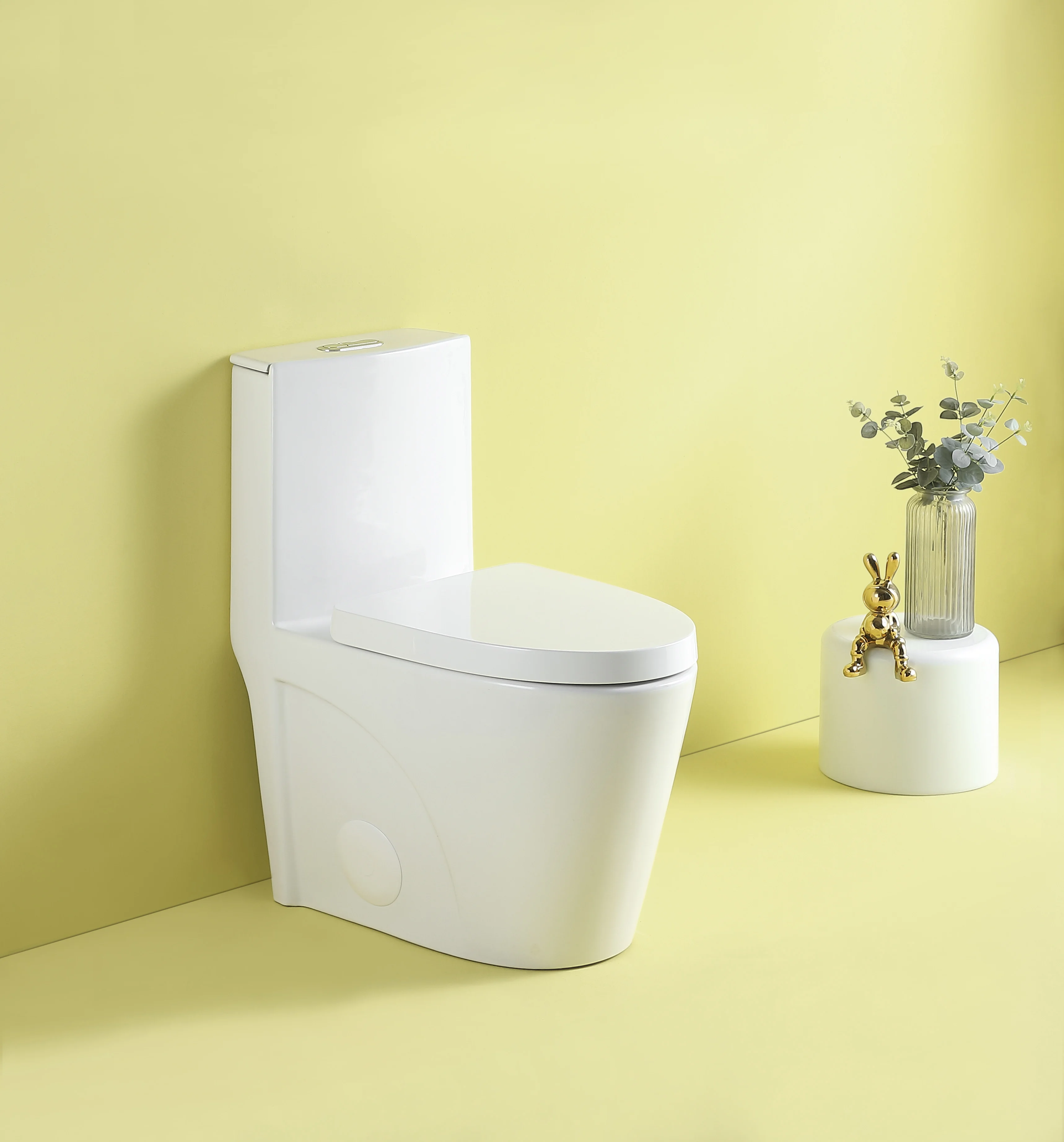 1.1/1.6 GPF Dual Flush 1-Piece Elongated Toilet with Soft-Close Seat-Gloss White, Water-Saving, Modern, Stylish Design 23T01-G