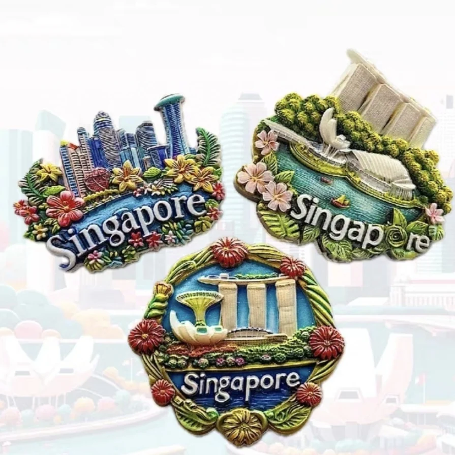 Asia Singapore Resin 3D Fridge Magnets Tourism Souvenir Refrigerator Sticker Handicraft Gift Decoration magnetic fridge magnets,magnetic fridge stickers,refrigerator decor