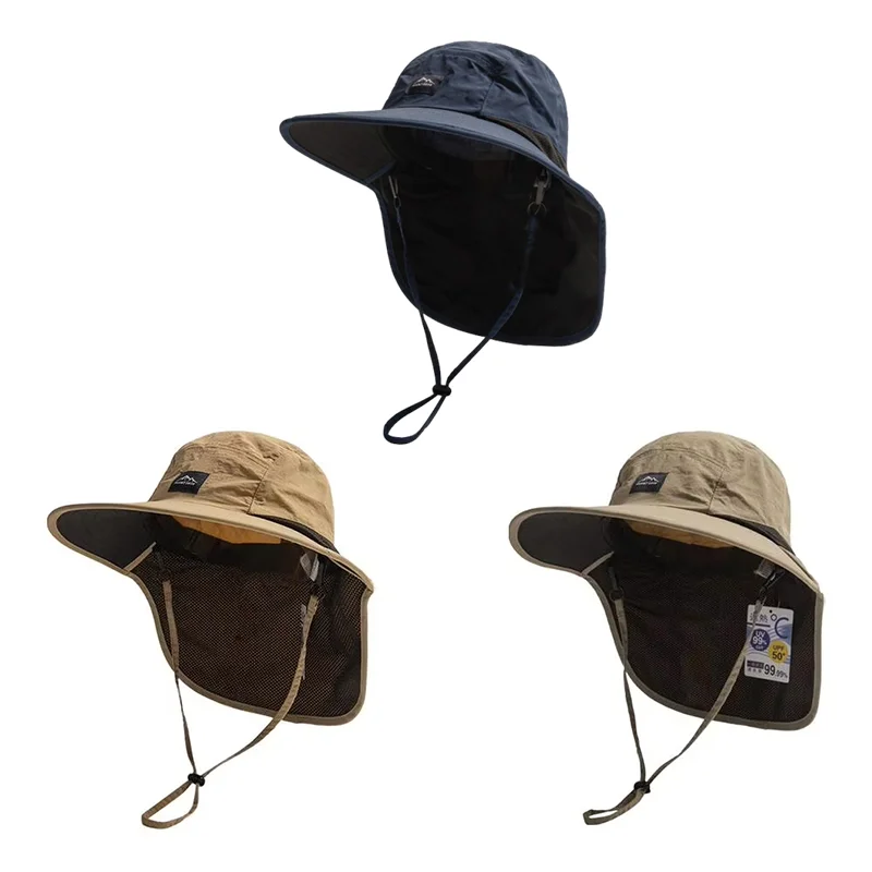Unisex Sommerhut mit breiter Krempe, wasserdicht und schnelltrocknend, Panama-Hut, Fischerhut mit UV-Schutz, atmungsaktivem Mesh-Gewebe und Nackenschutz_voghion.com