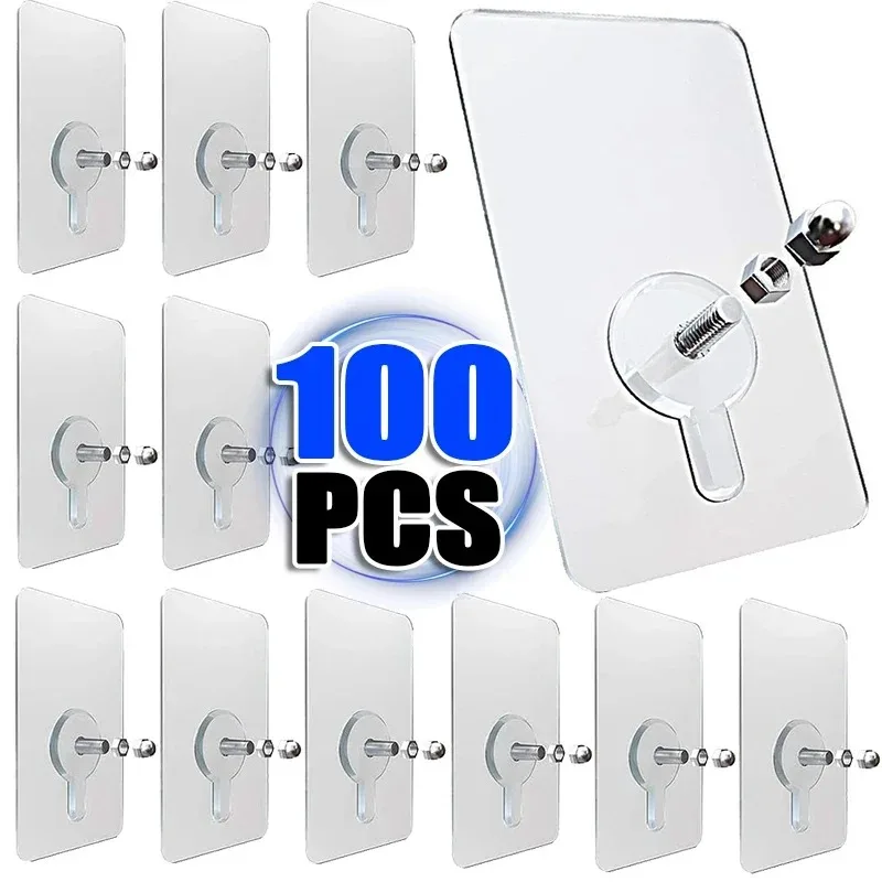 Self Adhesive Screws Hanging Wall Hooks Home Photo Frame Picture Clock Holders Nails Clear Stickers Patches Punch-Free Traceless self adhesive wall hooks self adhesive hooks