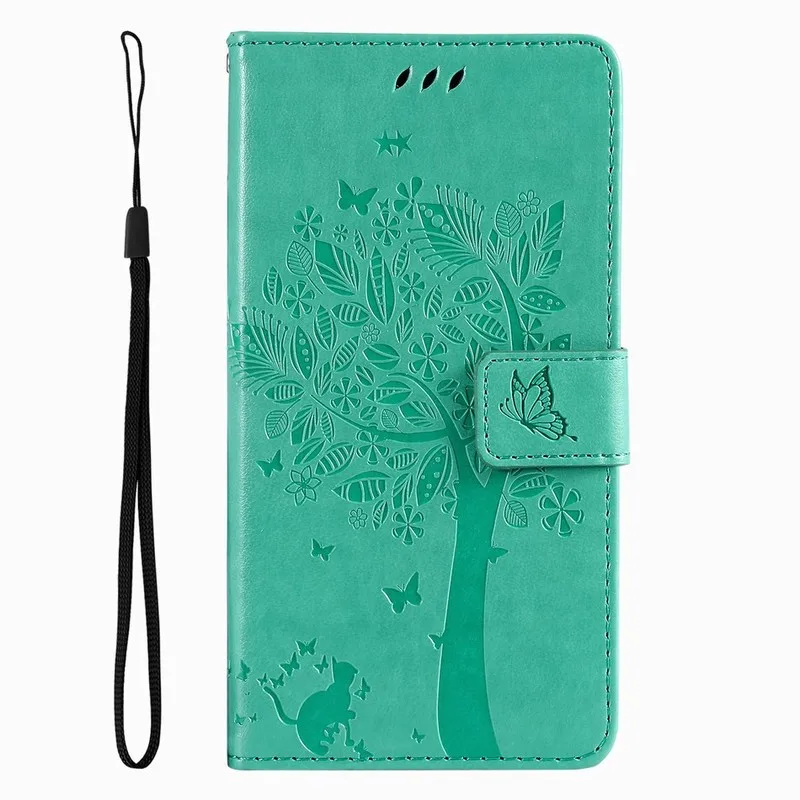 Cute Cat Tree Leather Wallet Case with Card Slots - Protective Cover