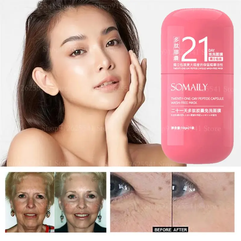

10g*21bag/Bottle Whitening Anti-aging Polypeptide Mask for Women Moisturizing Skin Rejuvenation Firming Disposable Sleep Mask