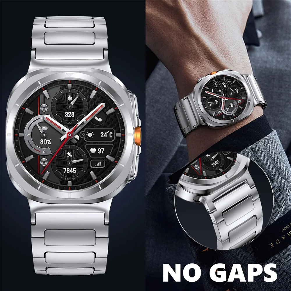 Premium Stainless Steel Link Bracelet for Smartwatches - No Gap Design