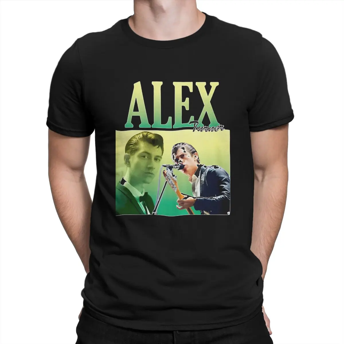 Jasnoniebieskie Małpy T-Shirt Męski Alex Turner Koszulka W Stylu Vintage Koszula Z Krótkim Rękawem O Dekolcie T-Shirt Bawełniany Nowo Przybyłę Topy