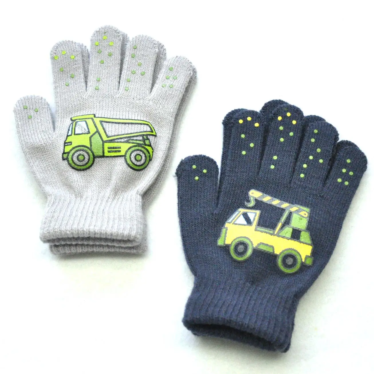 Outdoor 5-11Y Children Knitted Gloves Cute Winter New Students Cars Warm Full Finger Mittens Outdoor Kids Cycling Skiing Gloves