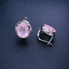 CSJ Elegant Natural Rose Quartz Earring 925 Silver Sterling Gemstone 10*12mm 8ct Fine Jewelry for Women Party Christmas Gift 5