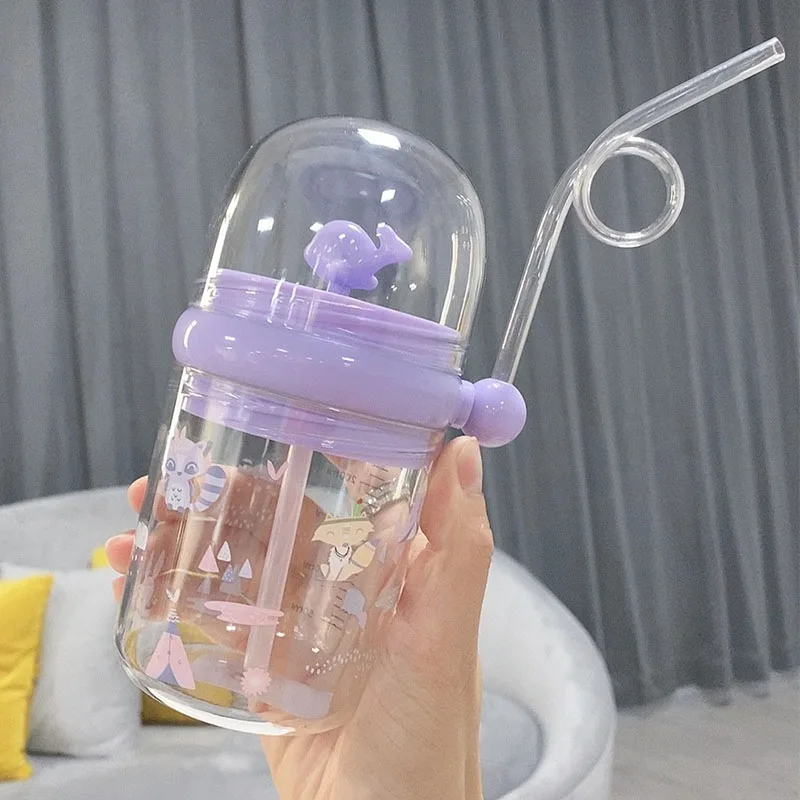 Kids Water Sippy Cup Creative Cartoon Baby Feeding Cups with Straws Gravity  Ball Handle Leakproof Children's Cups Toddler Cups - AliExpress