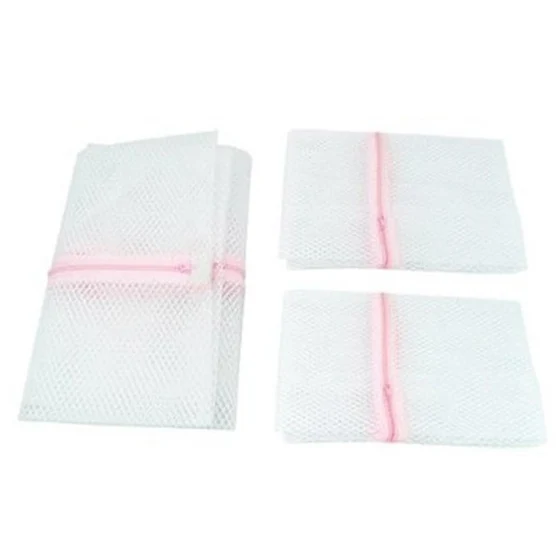 

3 x Zipped Laundry Washing Mesh Bags Net Socks Underwear Wash 1 Large 2 Medium