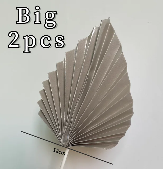 Palm Spear Cake Topper Happy Birthday Palm Leaf Decoration Cake Decorating Wedding Baking Dessert Table Party Favors Big Gray