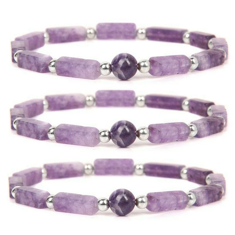 Amethyst Body-purify Slimming Bracelet stone bead bracelet natural stone bracelet beaded bracelet Natural Amethyst Bead Energy Bracelets For Women Used To Relieve Fatigue Lose Weight Gift