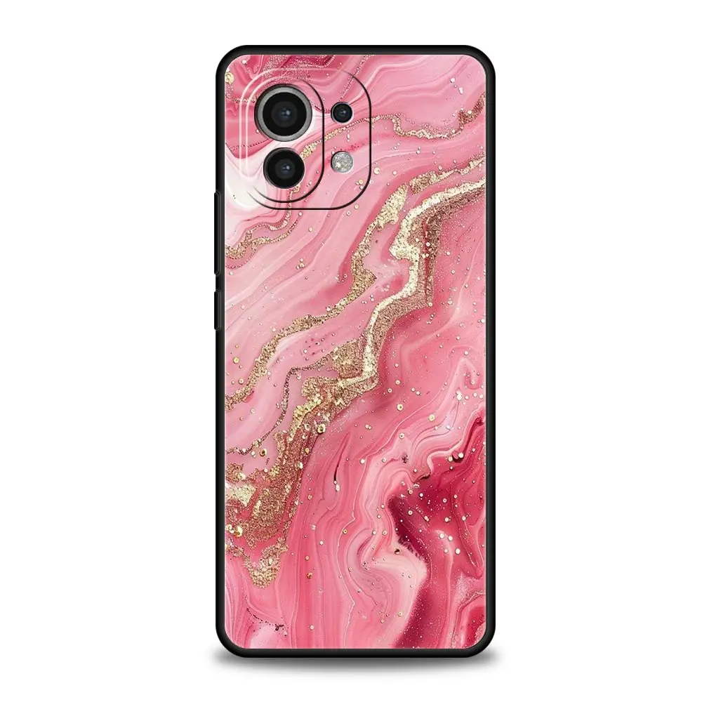 Elegant Gold Pink Marble Phone Case - Soft Protective Cover
